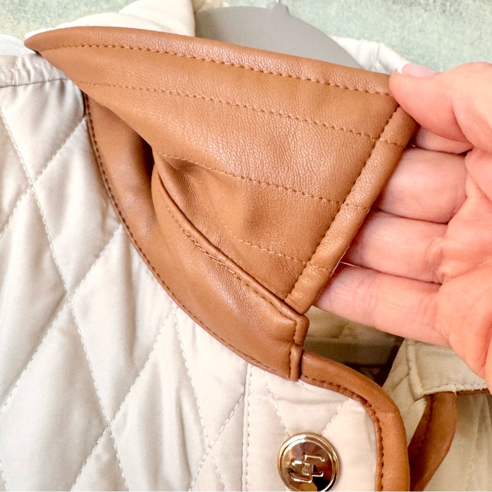 Chico’s Quilted Mid-Length Barn Jacket Natural Cream L(12) - Picture 5 of 15